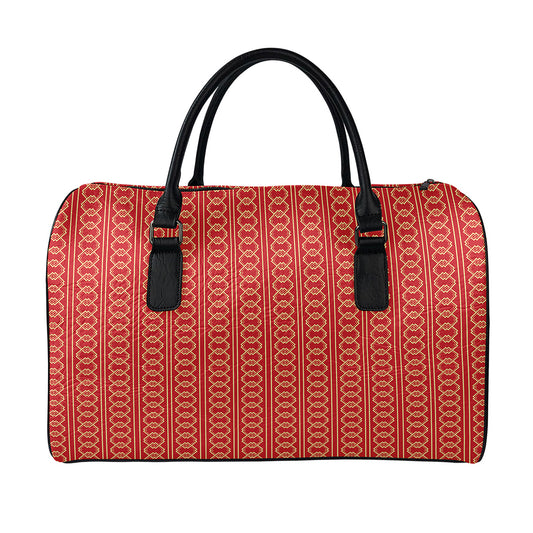 Vintage Japanese Pattern Print Leather Duffle Bag