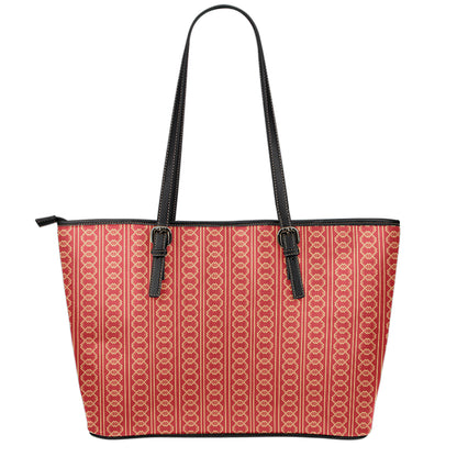 Vintage Japanese Pattern Print Leather Tote Bag