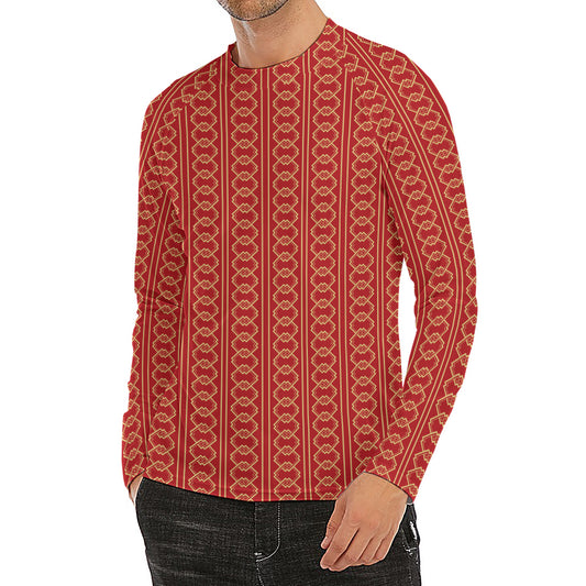 Vintage Japanese Pattern Print Men's Long Sleeve Rash Guard