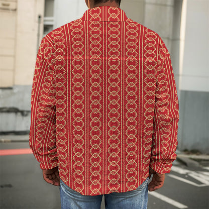Vintage Japanese Pattern Print Men's Shirt Jacket