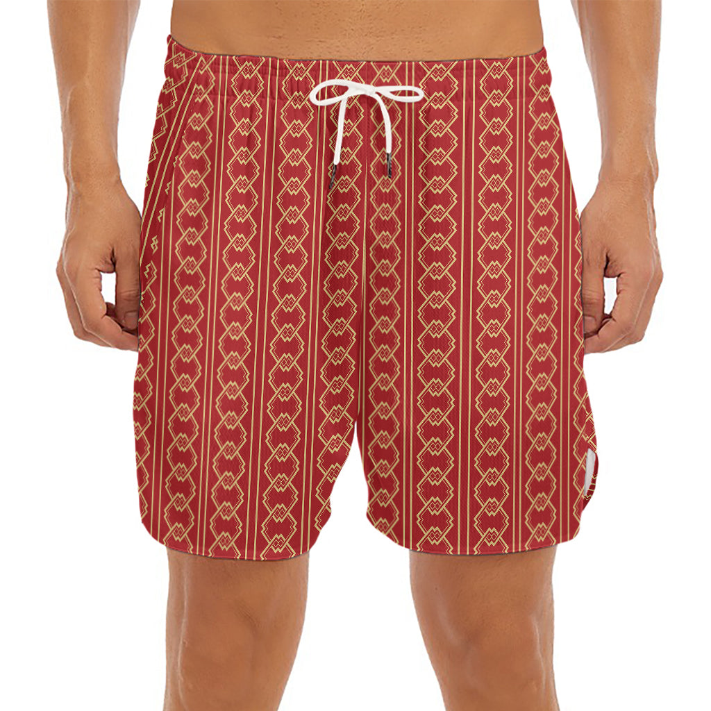 Vintage Japanese Pattern Print Men's Split Running Shorts