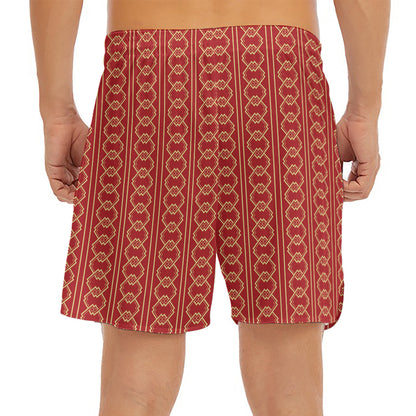 Vintage Japanese Pattern Print Men's Split Running Shorts