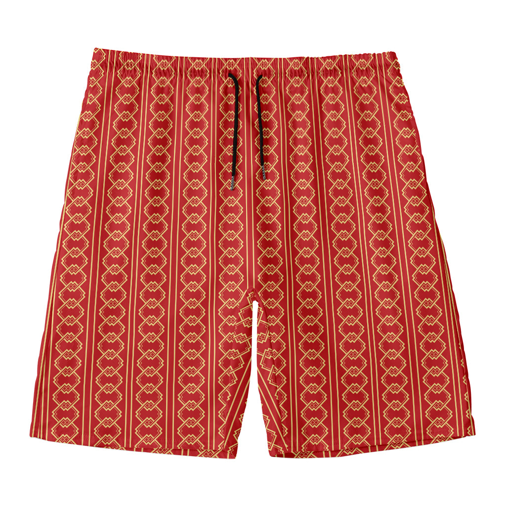 Vintage Japanese Pattern Print Men's Swim Trunks