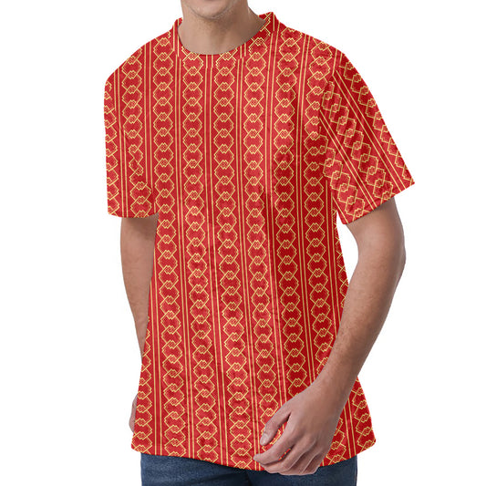 Vintage Japanese Pattern Print Men's Velvet T-Shirt