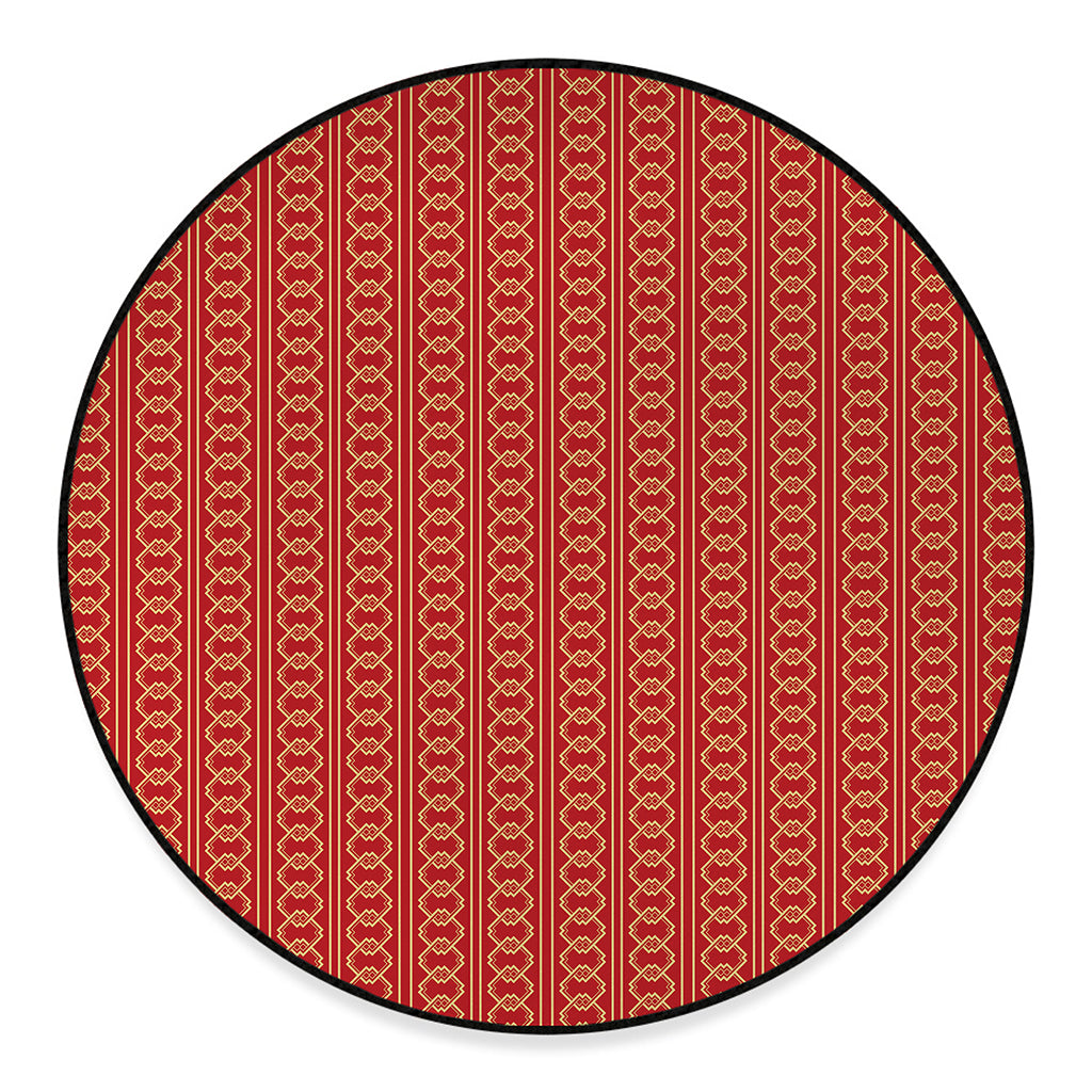Vintage Japanese Pattern Print Round Floor Mat