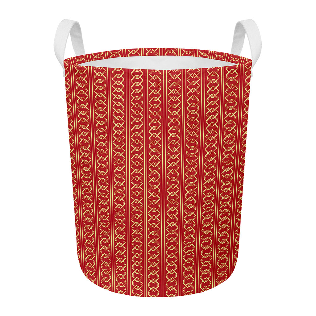 Vintage Japanese Pattern Print Round Laundry Basket