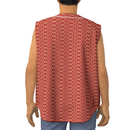 Vintage Japanese Pattern Print Sleeveless Baseball Jersey