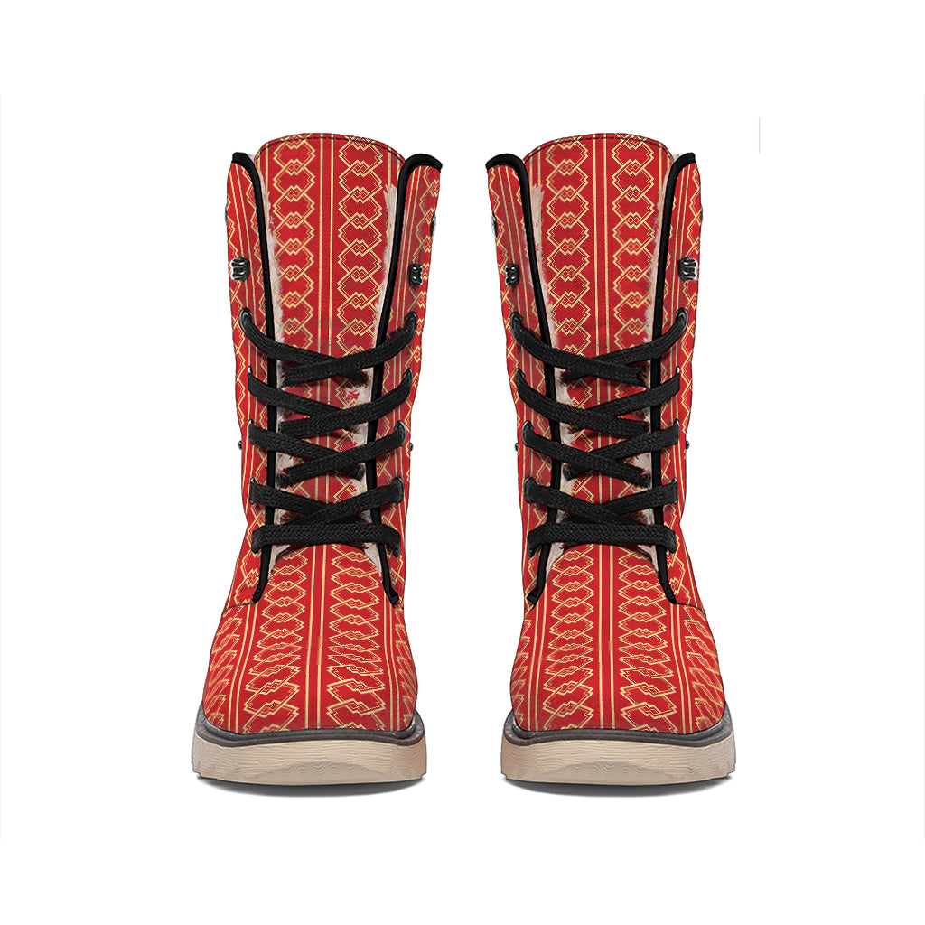 Vintage Japanese Pattern Print Winter Boots
