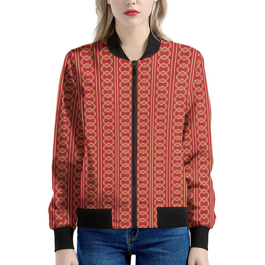 Vintage Japanese Pattern Print Women's Bomber Jacket
