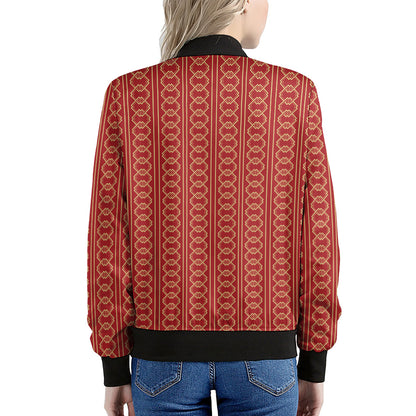Vintage Japanese Pattern Print Women's Bomber Jacket