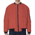 Vintage Japanese Pattern Print Zip Sleeve Bomber Jacket