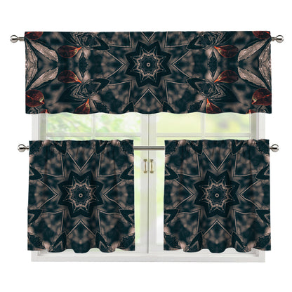 Vintage Kaleidoscope Print 3 Piece Kitchen Curtains