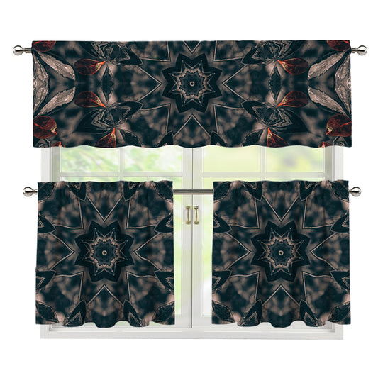 Vintage Kaleidoscope Print 3 Piece Kitchen Curtains