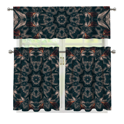 Vintage Kaleidoscope Print 3 Piece Kitchen Curtains