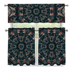 Vintage Kaleidoscope Print 3 Piece Kitchen Curtains