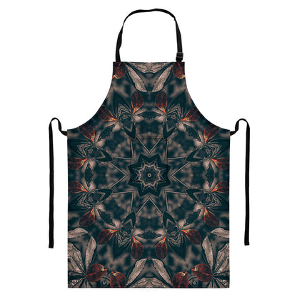 Vintage Kaleidoscope Print Bib Apron With Pocket