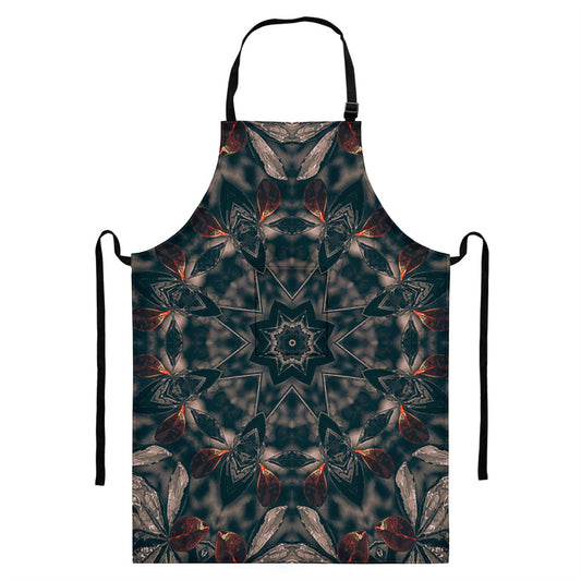 Vintage Kaleidoscope Print Bib Apron With Pocket