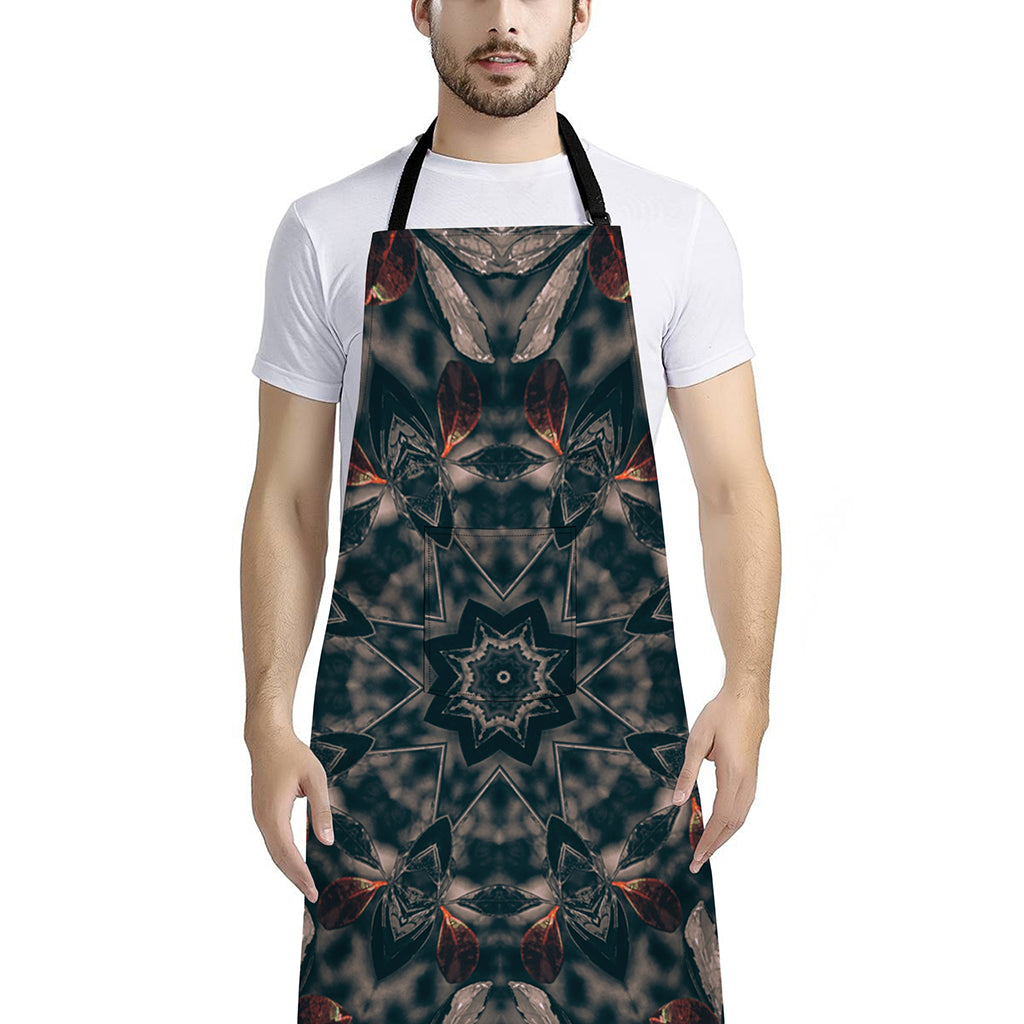 Vintage Kaleidoscope Print Bib Apron With Pocket