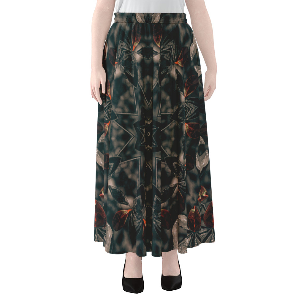 Vintage Kaleidoscope Print Chiffon Maxi Skirt