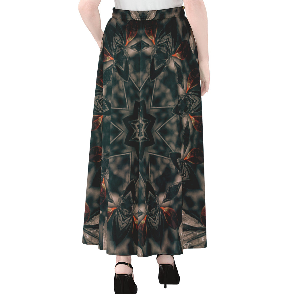 Vintage Kaleidoscope Print Chiffon Maxi Skirt
