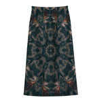 Vintage Kaleidoscope Print Cotton Front Slit Maxi Skirt