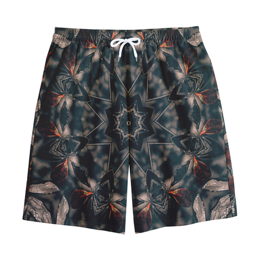 Vintage Kaleidoscope Print Cotton Shorts