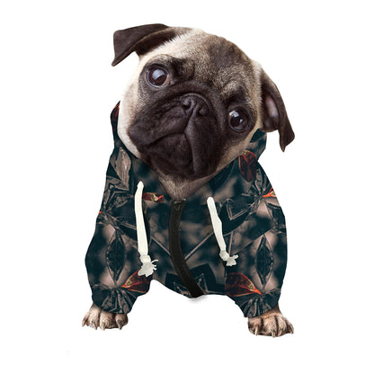 Vintage Kaleidoscope Print Dog Zip Up Hoodie