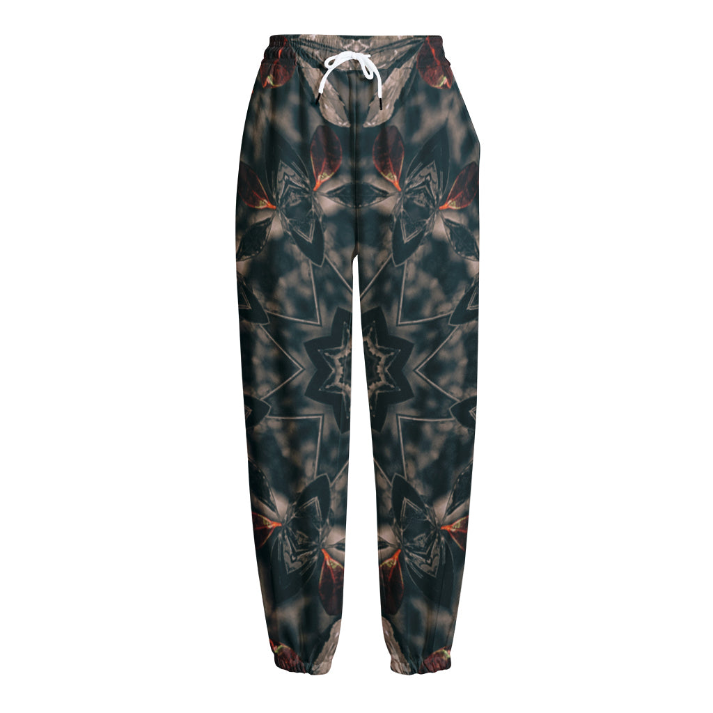 Vintage Kaleidoscope Print Fleece Lined Knit Pants