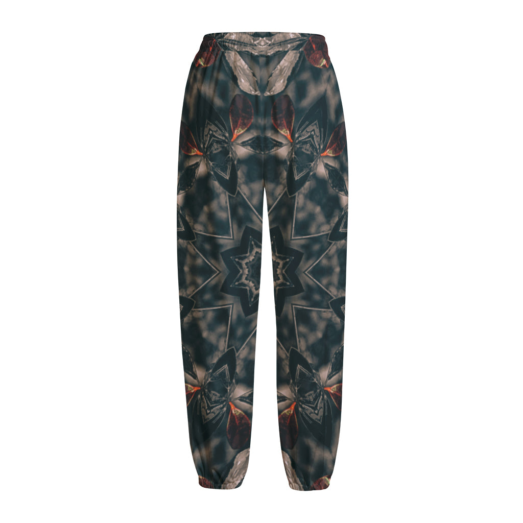 Vintage Kaleidoscope Print Fleece Lined Knit Pants