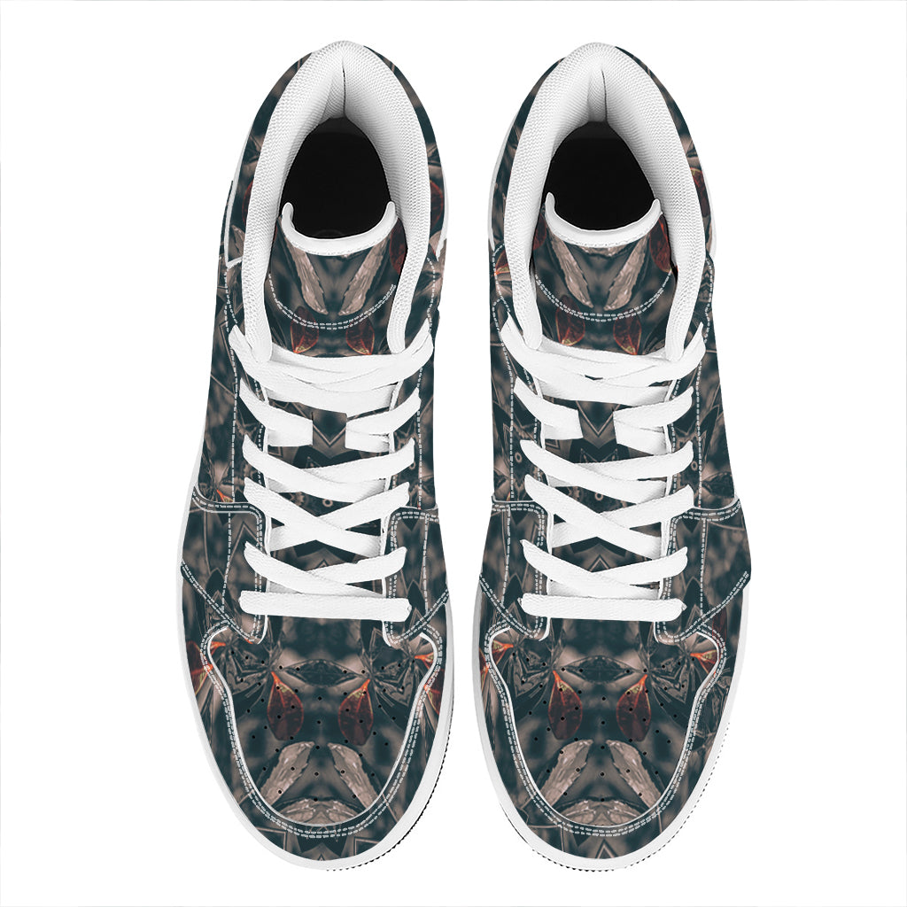 Vintage Kaleidoscope Print High Top Leather Sneakers