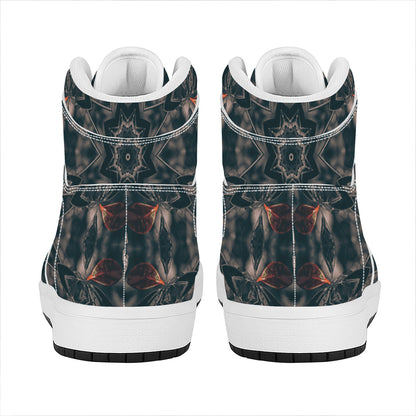 Vintage Kaleidoscope Print High Top Leather Sneakers