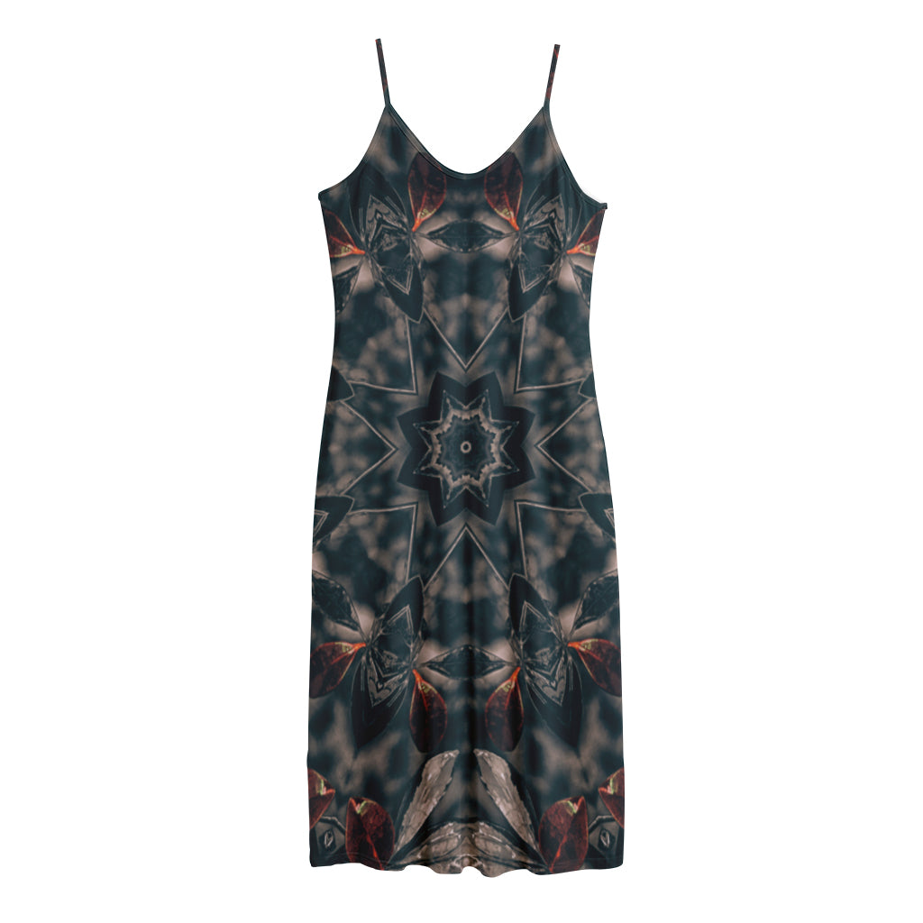 Vintage Kaleidoscope Print Jersey Midi Cami Dress