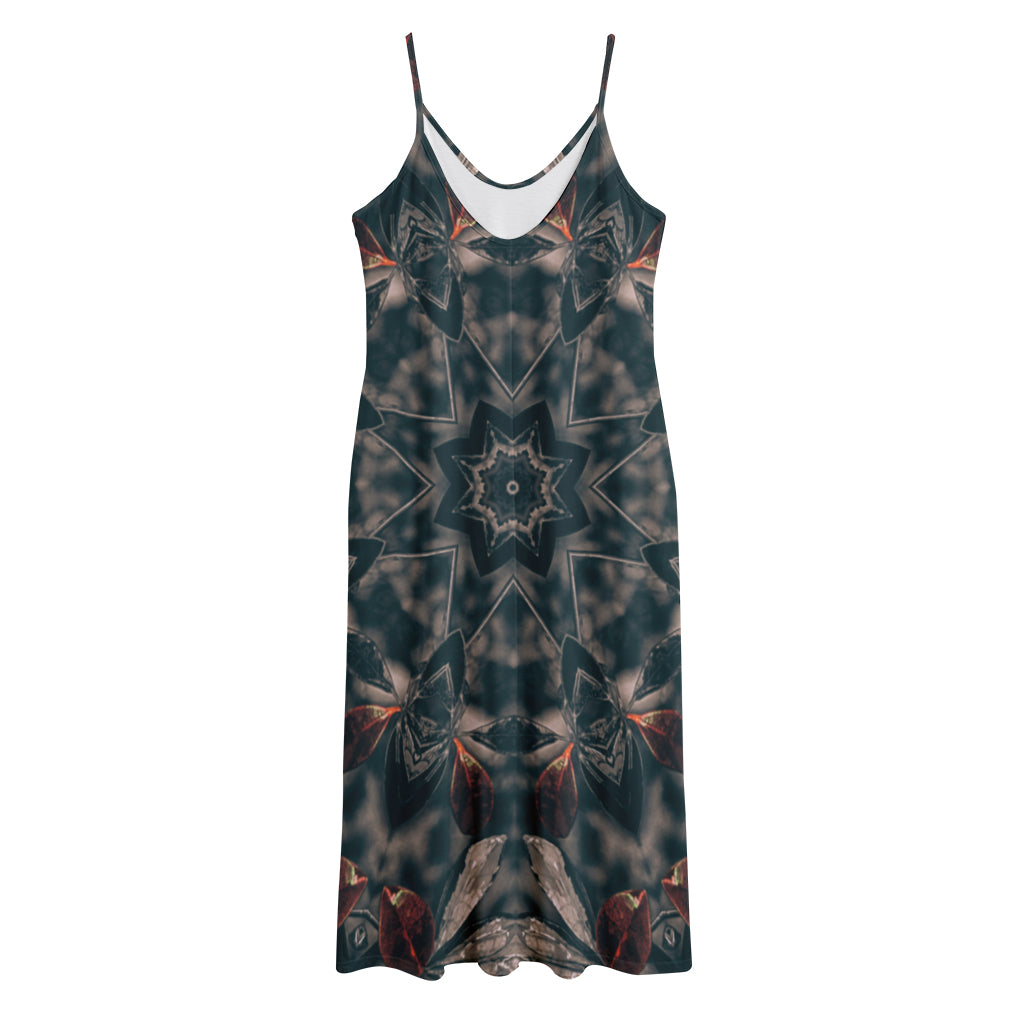 Vintage Kaleidoscope Print Jersey Midi Cami Dress