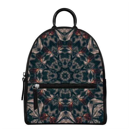 Vintage Kaleidoscope Print Leather Backpack
