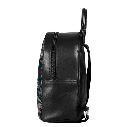 Vintage Kaleidoscope Print Leather Backpack