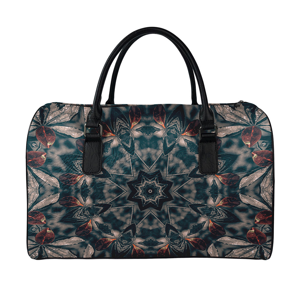 Vintage Kaleidoscope Print Leather Duffle Bag