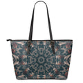 Vintage Kaleidoscope Print Leather Tote Bag With Zipper