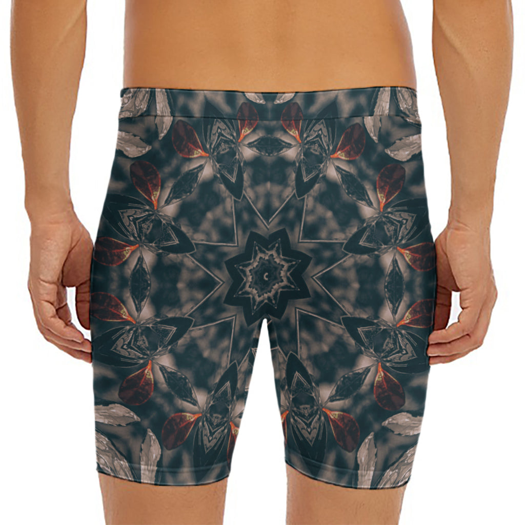 Vintage Kaleidoscope Print Men's Long Boxer Briefs