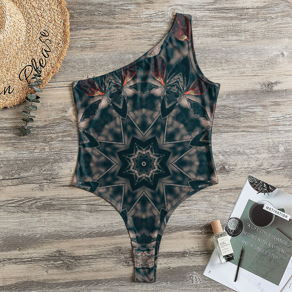 Vintage Kaleidoscope Print One Shoulder Bodysuit