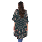 Vintage Kaleidoscope Print Open Front Beach Cover Up