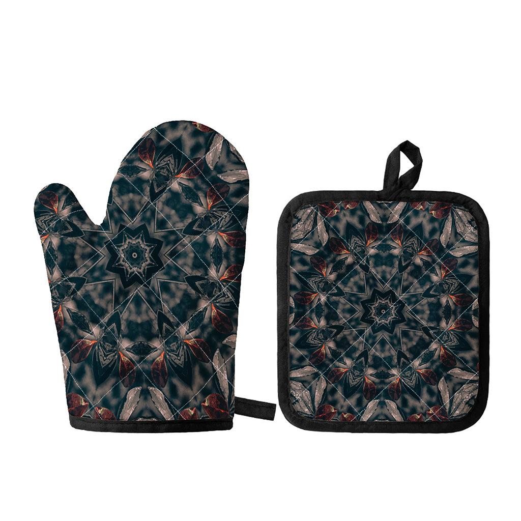 Vintage Kaleidoscope Print Oven Mitt And Pot Holder Set