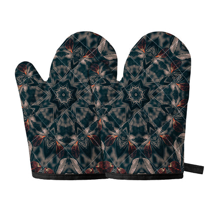 Vintage Kaleidoscope Print Oven Mitts