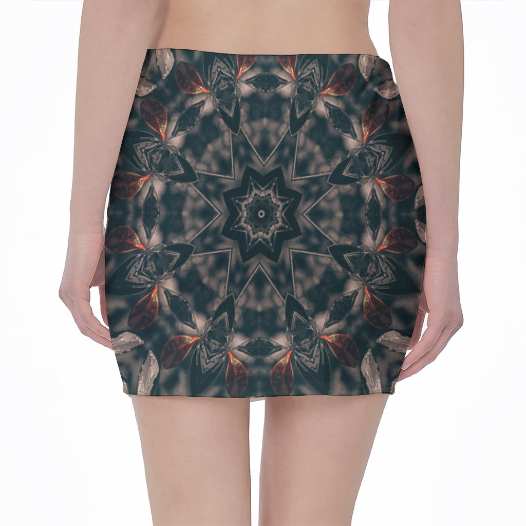 Vintage Kaleidoscope Print Pencil Mini Skirt