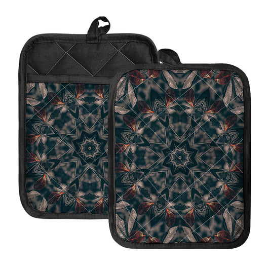 Vintage Kaleidoscope Print Pot Holders With Pocket