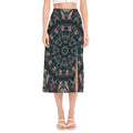 Vintage Kaleidoscope Print Side Slit Midi Skirt
