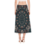 Vintage Kaleidoscope Print Side Slit Midi Skirt