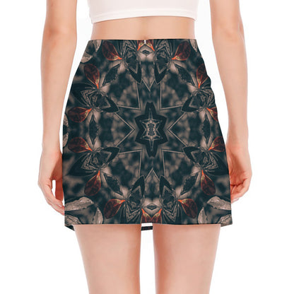 Vintage Kaleidoscope Print Side Slit Mini Skirt