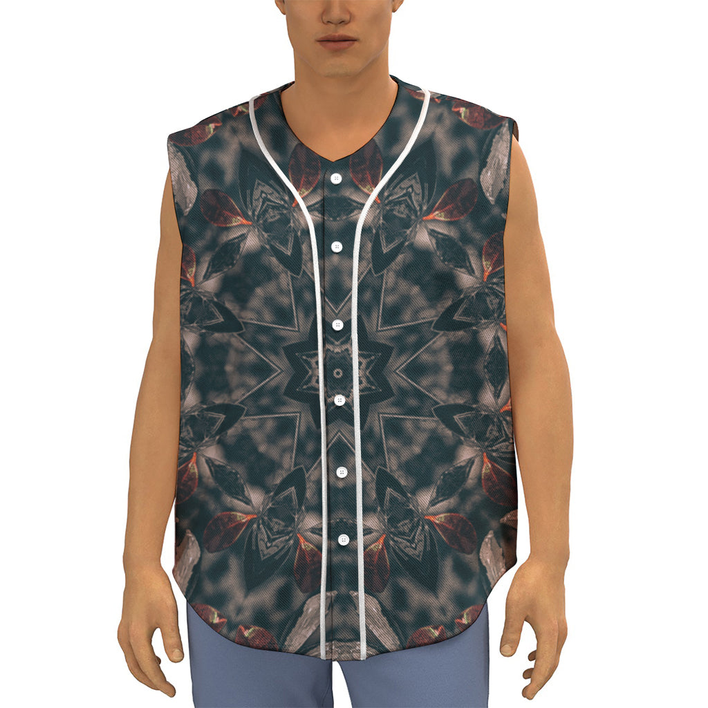 Vintage Kaleidoscope Print Sleeveless Baseball Jersey