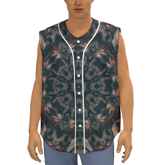 Vintage Kaleidoscope Print Sleeveless Baseball Jersey