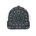 Vintage Kaleidoscope Print White Mesh Trucker Hat